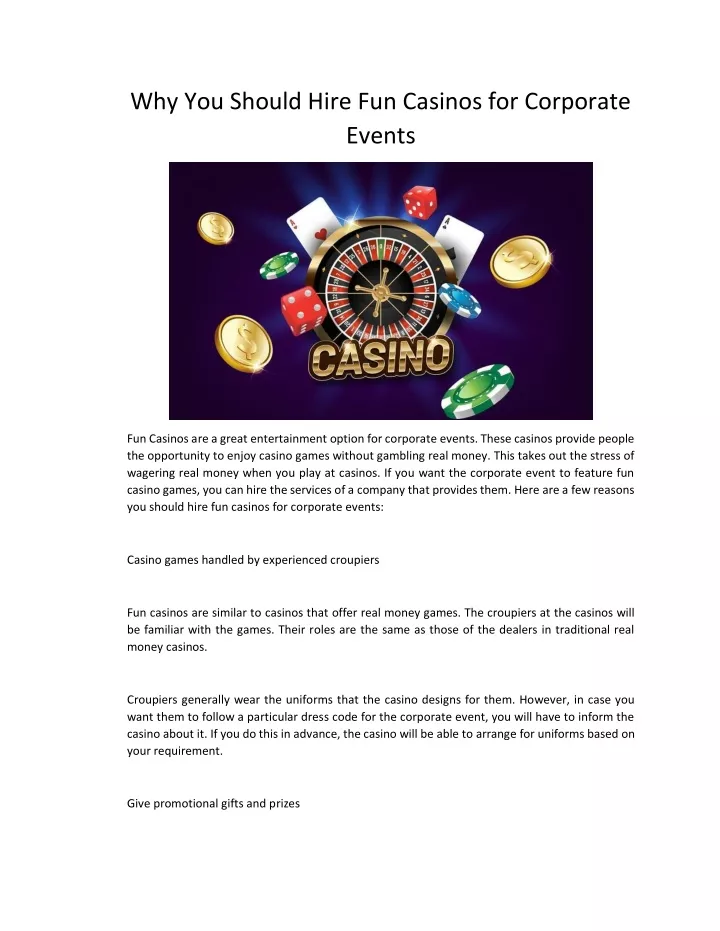 why you should hire fun casinos for corporate