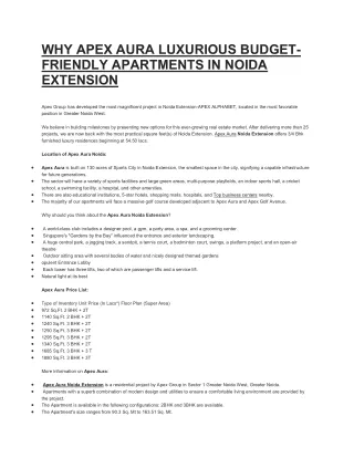 Apex Aura Best Apartment in  Sector-1 Noida Extension