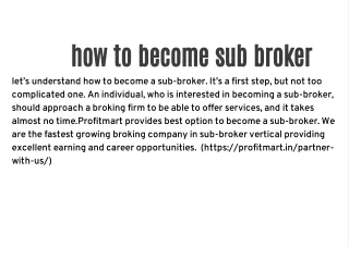 how to become sub broker