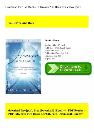 Download Free Pdf Books To Heaven And Back read ebook [pdf]
