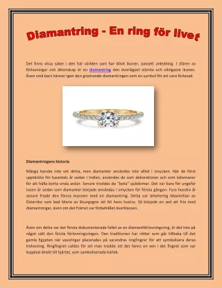 Diamantring - En ring för livet