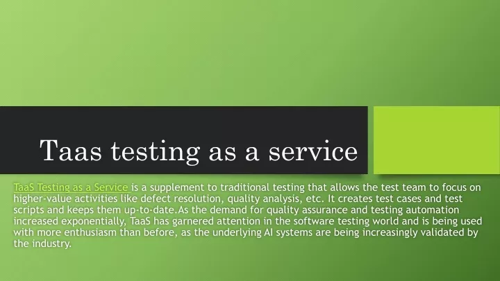 taas testing as a service