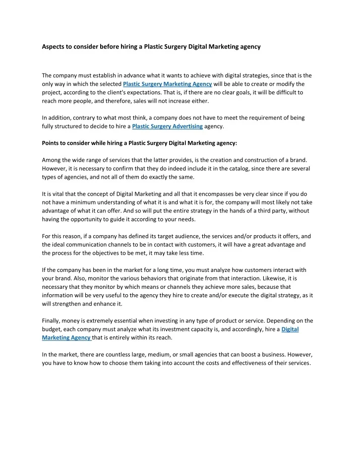PPT Aspects to consider before hiring a Plastic Surgery Digital