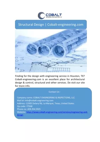 Structural Design | Cobalt-engineering.com