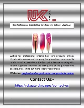 Best Professional Organic Hair Care Products Online | Ukgate.uk