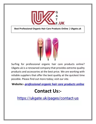 Best Professional Organic Hair Care Products Online | Ukgate.uk