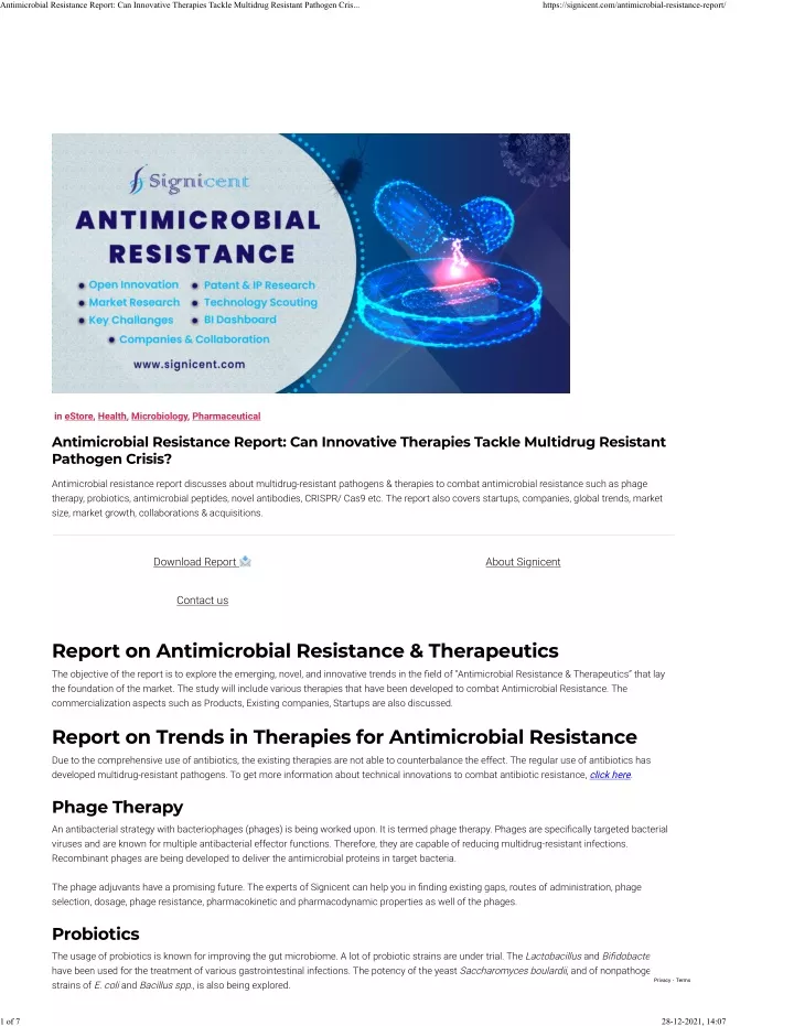 antimicrobial resistance report can innovative