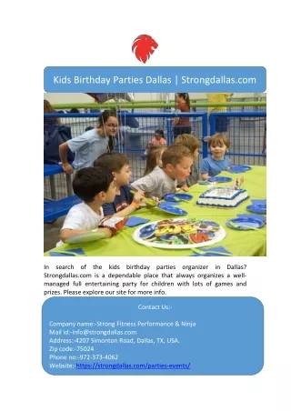 Kids Birthday Parties Dallas | Strongdallas.com