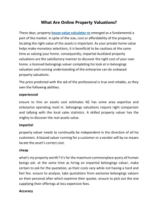 what are online property valuations