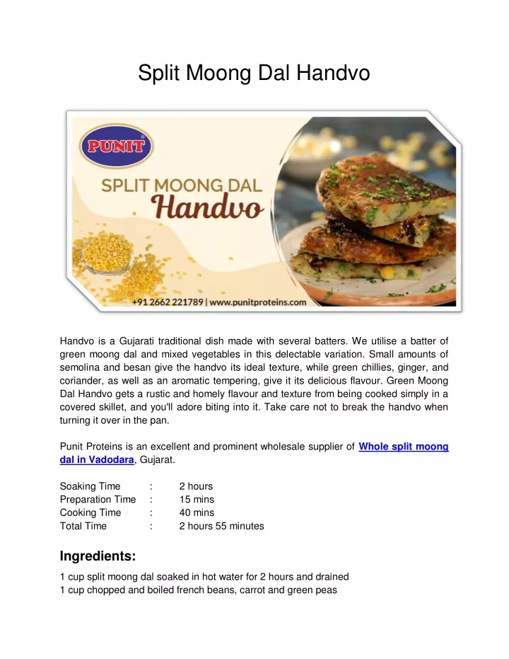 split moong dal handvo