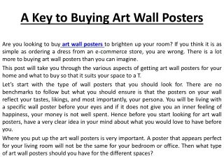 A Key to Buying Art Wall Posters