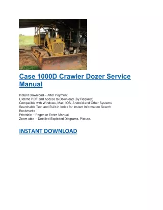case 1000d crawler dozer service manual instant