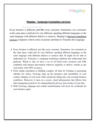 Megdap - language translation services
