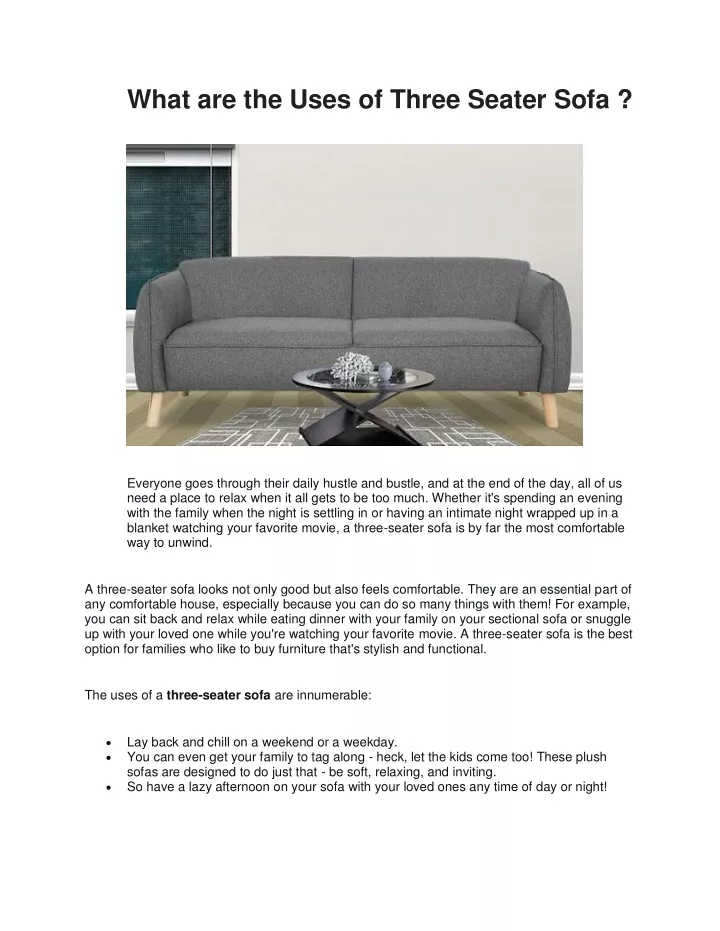 what are the uses of three seater sofa