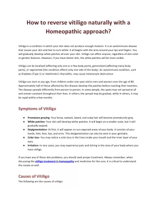 how to reverse vitiligo naturally with
