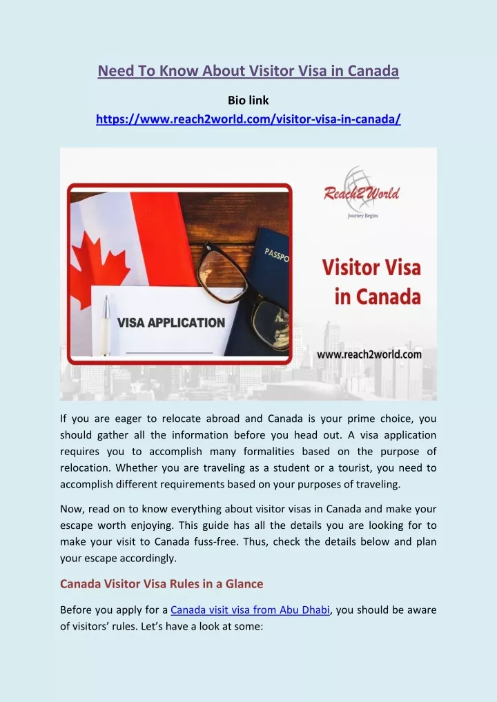 need to know about visitor visa in canada