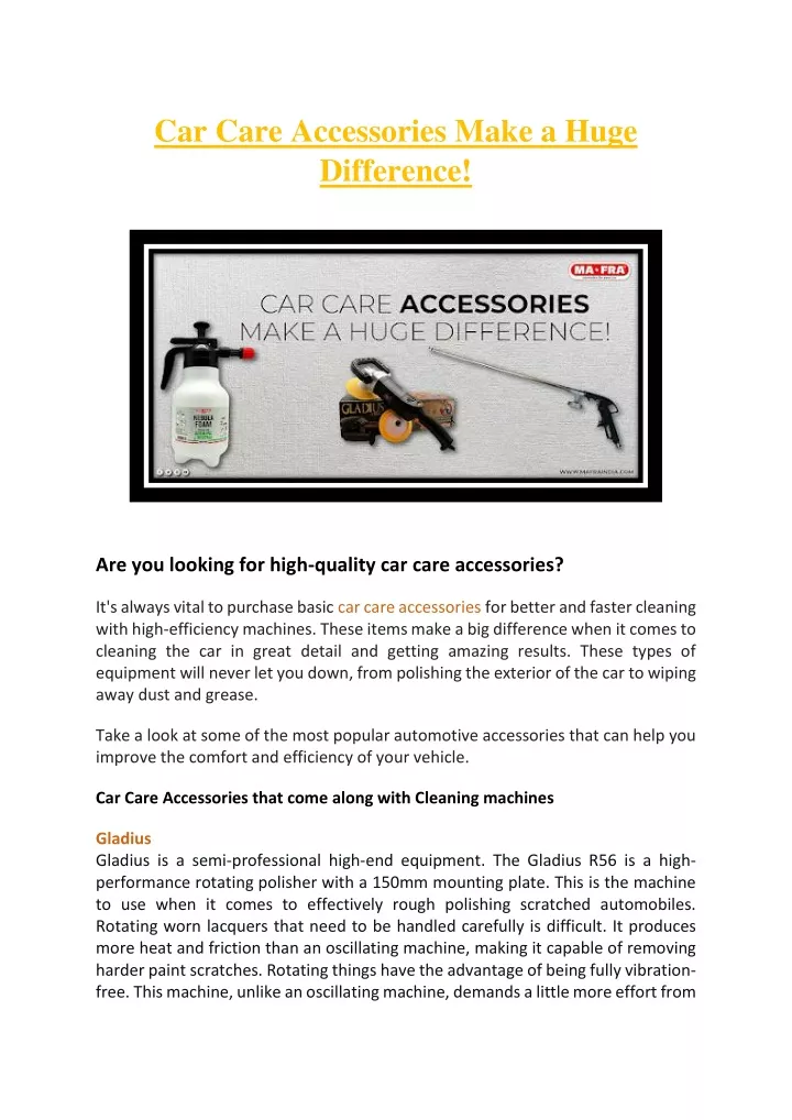 car care accessories make a huge difference