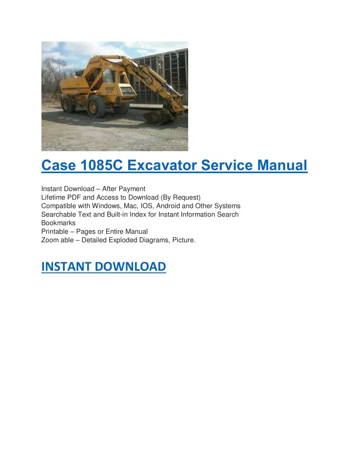 case 1085c excavator service manual instant