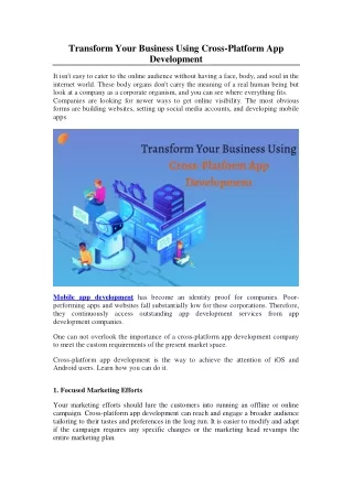 transform your business using cross platform