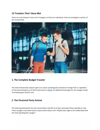 15 Travelers That I Have Met