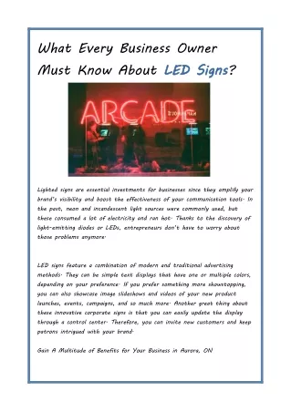 What Every Business Owner Must Know About LED Signs