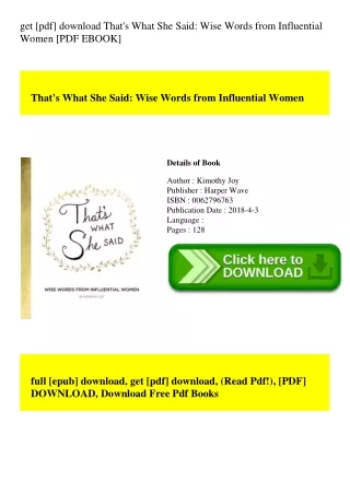 get [pdf] download That's What She Said Wise Words from Influential Women [PDF EBOOK]