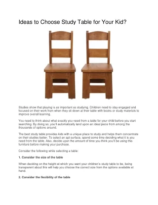 ideas to choose study table for your kid