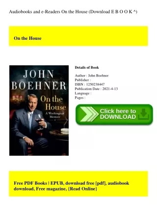 Audiobooks and e-Readers On the House (Download E B O O K ^)