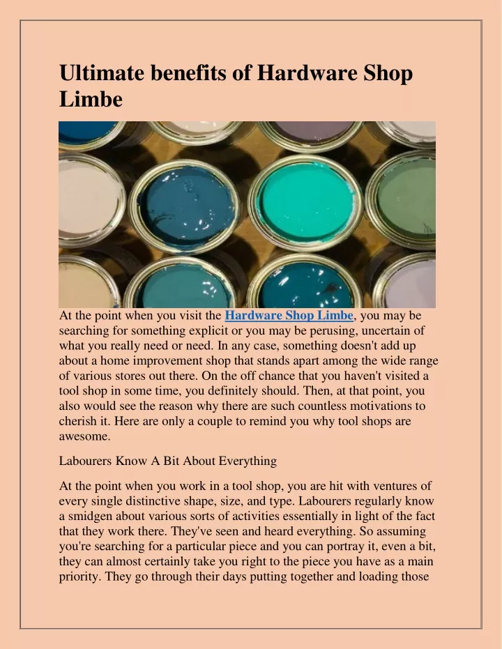 ultimate benefits of hardware shop limbe