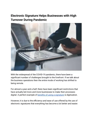 Electronic Signature Helps Businesses with High Turnover During Pandemic