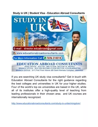 Study in UK  Student Visa - Education Abroad Consultants