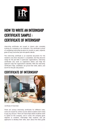 how to write an internship certificate sample