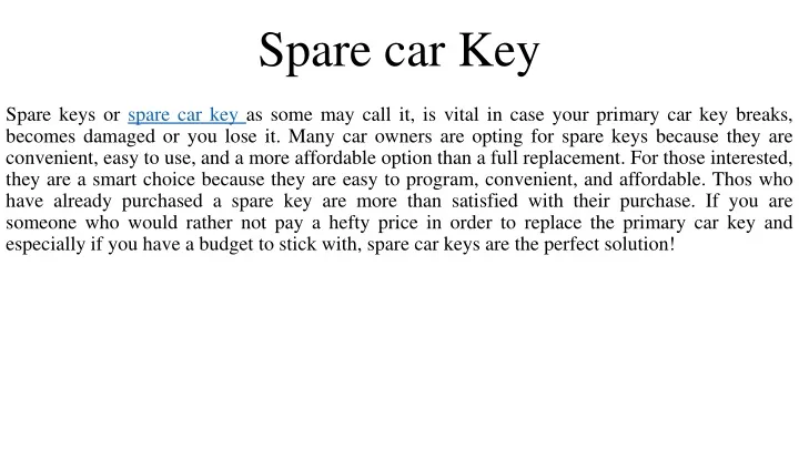 spare car key