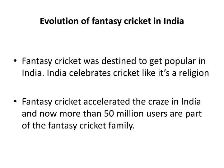 evolution of fantasy cricket in india