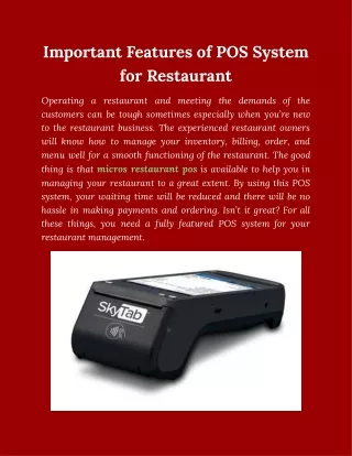 important features of pos system for restaurant