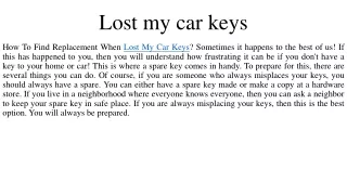 Lost my car keys