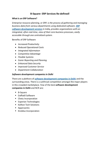 b square erp services re defined
