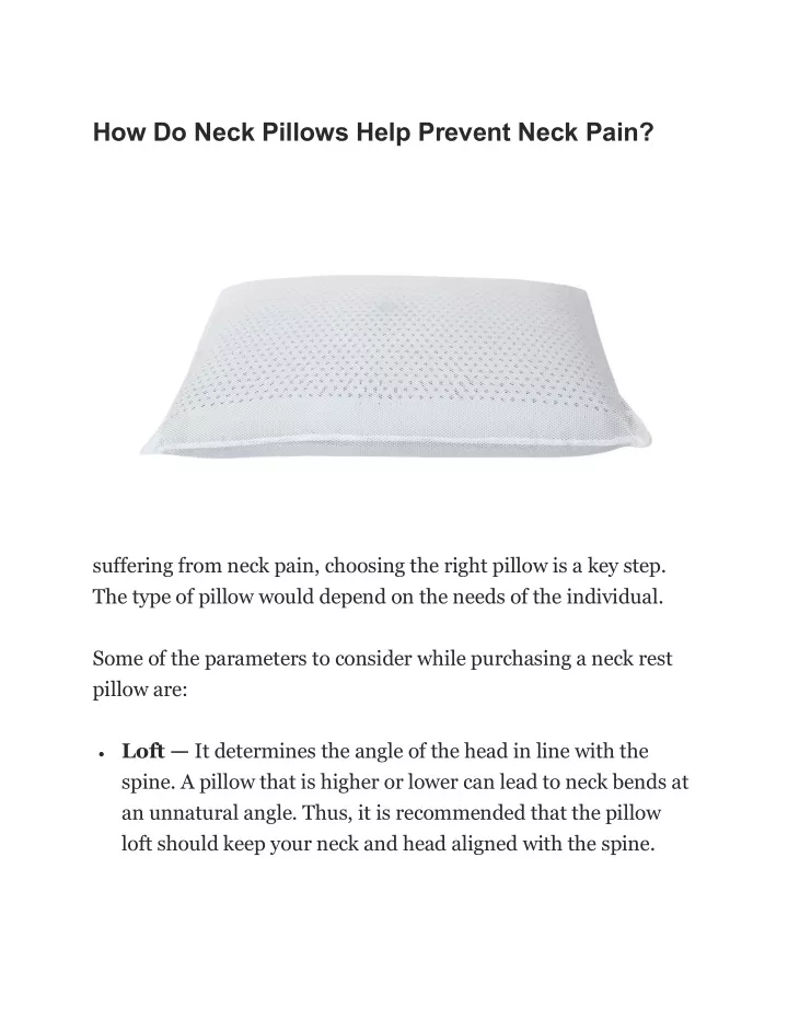 how do neck pillows help prevent neck pain