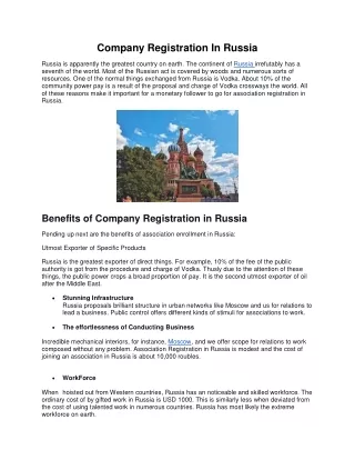 Company Registration In Russia