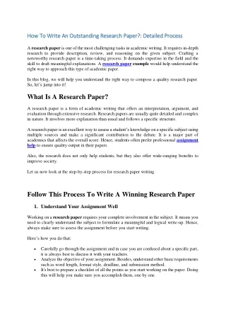 how to write an outstanding research paper