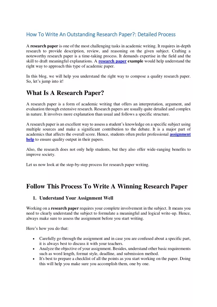 how to write an outstanding research paper