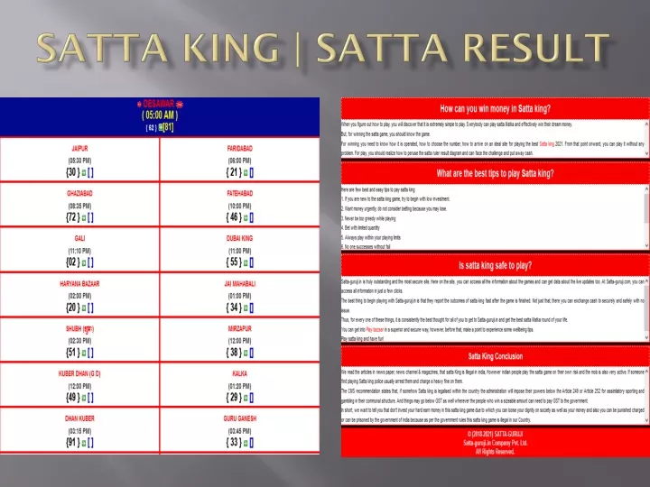 satta king satta result