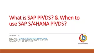 SAP HANA PPDS Training PPT | SAP APO Overview PPT| SAP S4 HANA PPDS PPT
