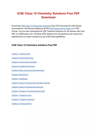 icse class 10 chemistry solutions free