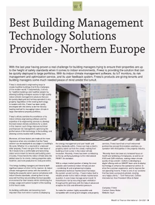 Best Building Management Technology Solutions Provider - Northern Europe