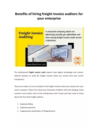 Benefits of hiring freight invoice auditors for your enterprise