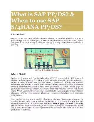 What is SAP PPDS PDF | SAP APO PPDS PDF | SAP S4HANA PPDS Training PDF