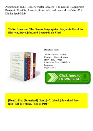 Audiobooks and e-Readers Walter Isaacson The Genius Biographies Benjamin Franklin  Einstein  Steve Jobs  and Leonardo da