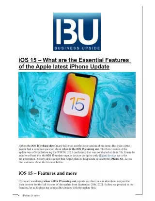 ios 15 what are the essential features
