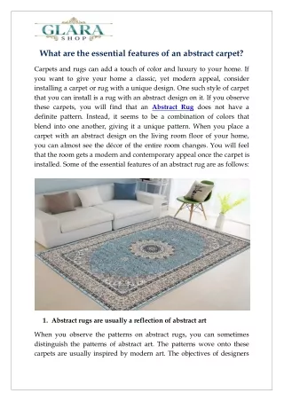 What are the essential features of an abstract carpet